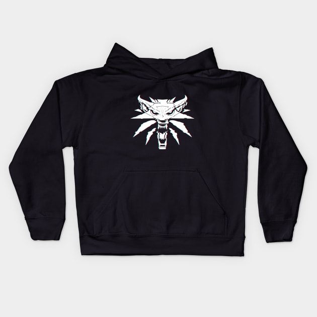 The Witcher 3 Logo Glitch Effect White Kids Hoodie by bardor2@gmail.com